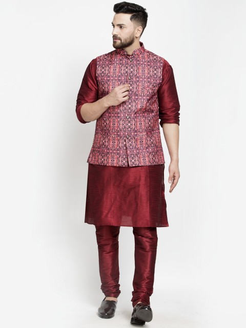 

Benstoke Men Maroon Pleated Kurti with Pyjamas