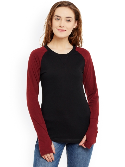 

Hypernation Women Black Solid Round Neck T-shirt
