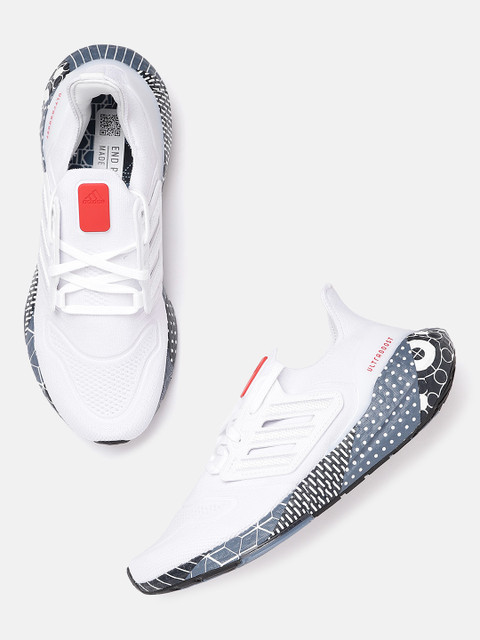 

ADIDAS Men White Woven Design Ultraboost 22 Running Shoes