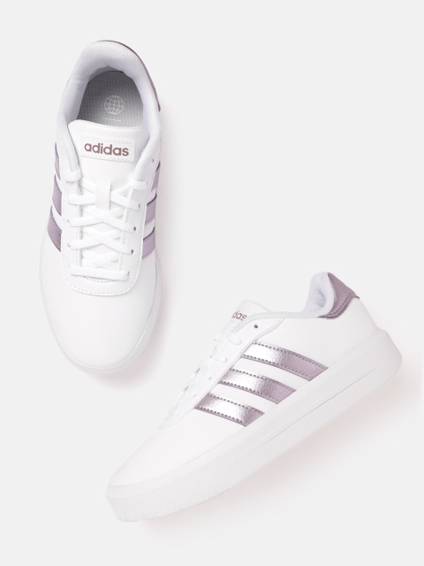 

ADIDAS Women White & Purple Court Platform Skateboarding Shoes