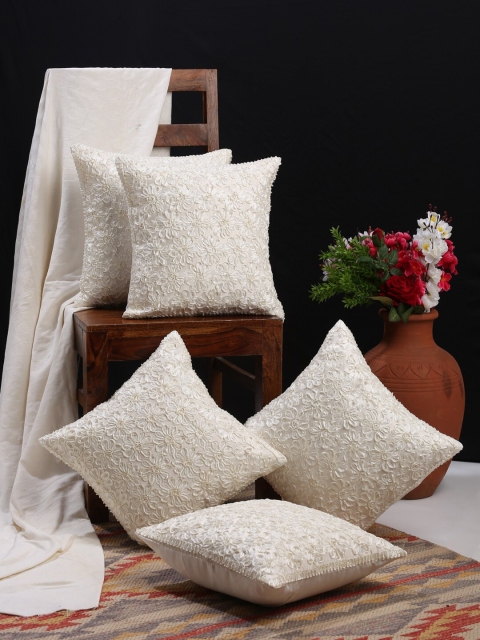 

HOSTA HOMES White Floral Square Cushion Covers