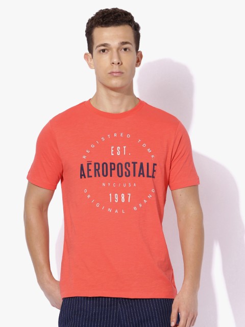 

Aeropostale Men Coral Orange Printed T-shirt