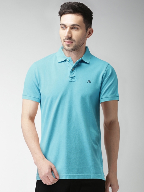 

Aeropostale Blue Solid Polo Collar T-shirt