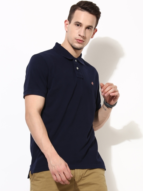 

Aeropostale Men Navy Solid Polo Collar T-shirt, Navy blue