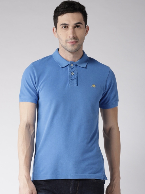 

Aeropostale Men Blue Solid Polo Collar T-Shirt