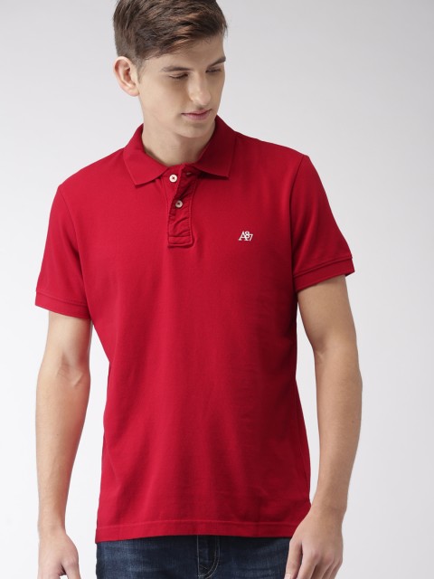 

Aeropostale Men Red Solid Polo Collar T-Shirt