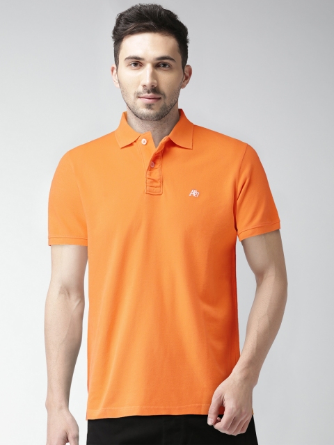 

Aeropostale Orange Solid Polo Collar Pure Cotton T-shirt