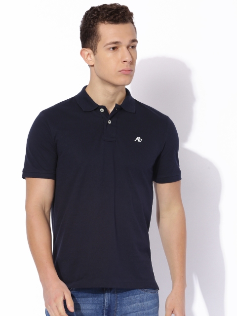 

Aeropostale Navy Blue Solid Polo Collar T-shirt