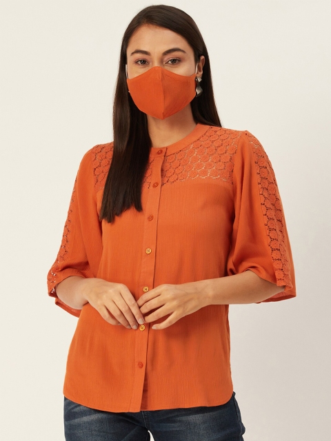 

DIVA WALK EXCLUSIVE Brown Mandarin Collar Shirt Style Top
