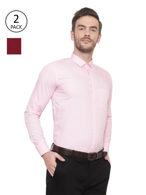 

Srey trends Men Pack of 2 Pink & Maroon Comfort Formal Shirt