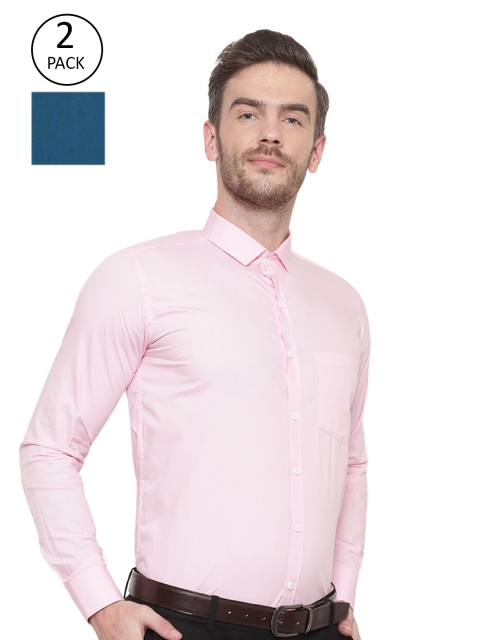 

Srey trends Men Pack of 2 Pink & Blue Comfort Regular Fit Formal Shirts