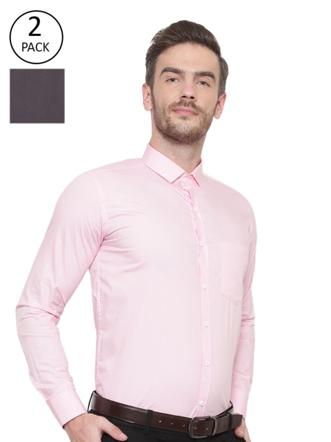 

Srey trends Men Pack Of 2 Pink & Grey Comfort Pure Cotton Formal Shirt