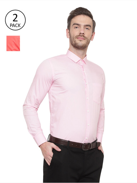 

Srey trends Set Of 2 Men Pink Comfort Regular Fit Cotton Formal Shirt