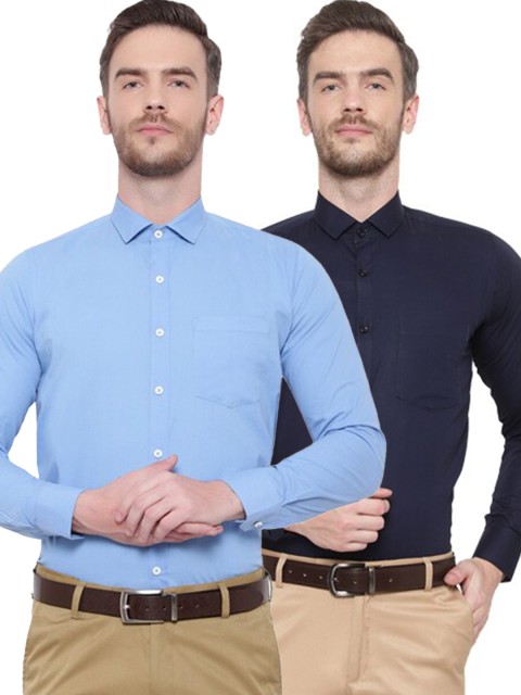 

Srey trends Men Pack of 2 Blue Comfort Formal Shirt