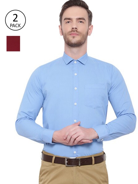 

Srey trends Men Pack of 2 Maroon & Blue Comfort Formal Shirt