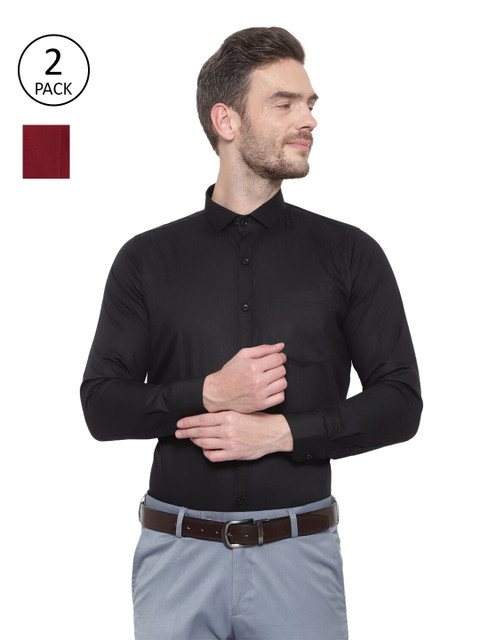 

Srey trends Men Pack Of 2 Brown & Black Comfort Pure Cotton Formal Shirt