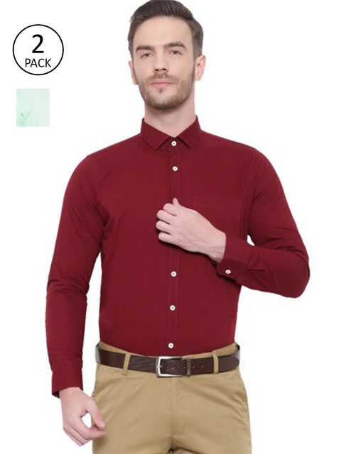 

Srey trends Pack of 2 Men Maroon Comfort Cotton Formal Shirt