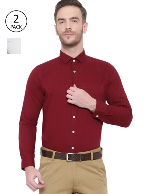 

Srey trends Men Brown and White Pack of 2 Comfort Pure Cotton Formal Shirt