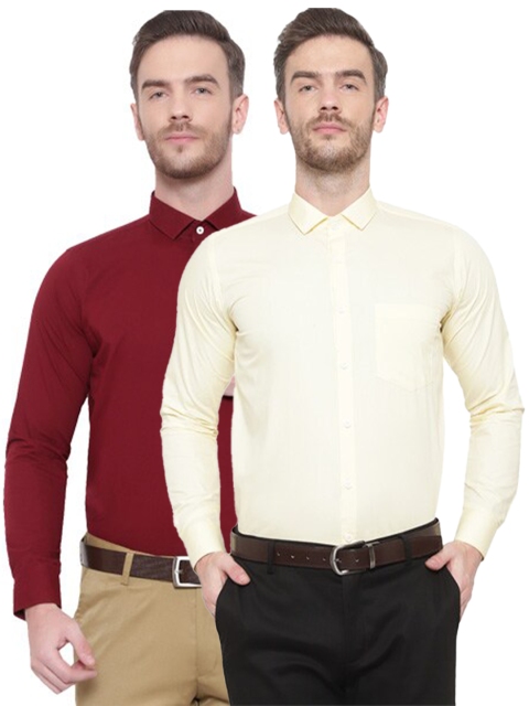 

Srey trends Men Pack of 2 Maroon & Yellow Comfort Formal Shirt
