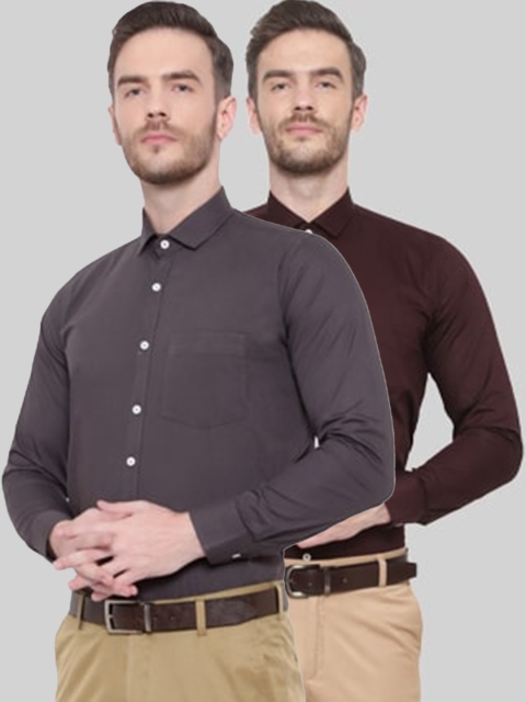 

Srey trends Men Grey & Maroon Comfort Formal Shirt