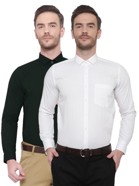 

Srey trends Men Pack Of 2 Green & White Comfort Formal Shirt