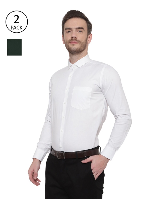 

Srey trends Men Green and White Pack of 2 Comfort Pure Cotton Formal Shirt