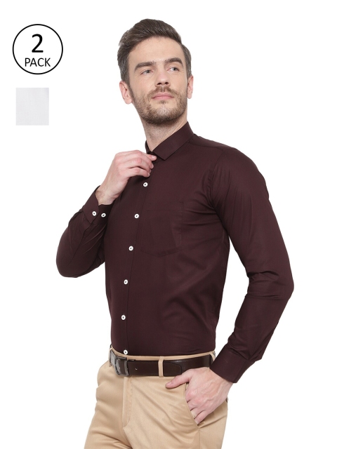 

Srey trends Men Pack of 2 Brown & White Comfort Formal Shirt