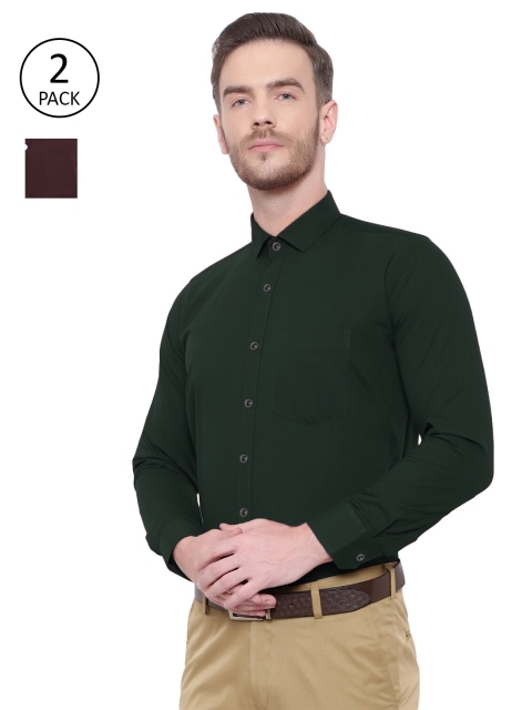 

Srey trends Men Brown and Coffee Brown Pack of 2 Comfort Pure Cotton Formal Shirt