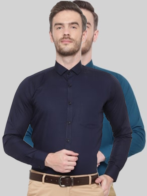 

Srey trends Men Pack of 2 Navy Blue Comfort Formal Shirt