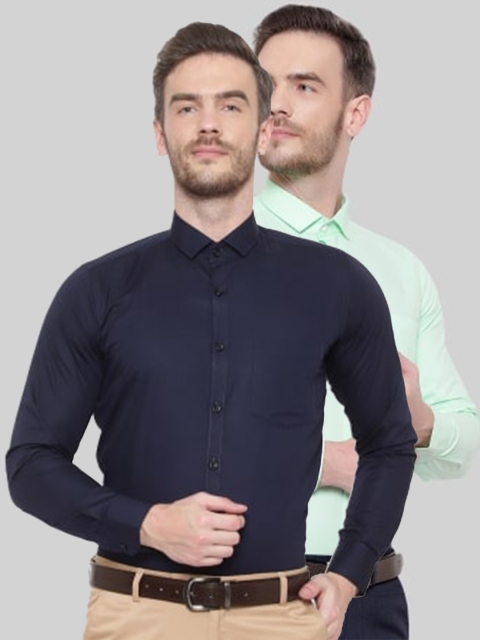 

Srey trends Men Pack of 2 Comfort Formal Shirts, Navy blue