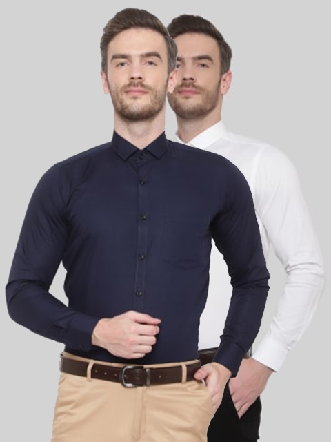 

Srey trends Men Pack of 2 Comfort Formal Shirts, Navy blue