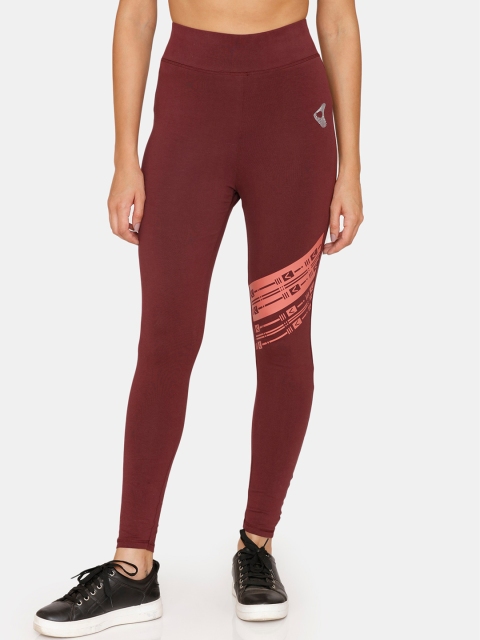 

Zelocity by Zivame Women Maroon Solid Tights