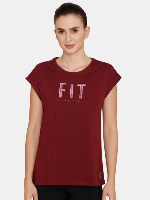 

Zelocity by Zivame Maroon Print Extended Sleeves Top