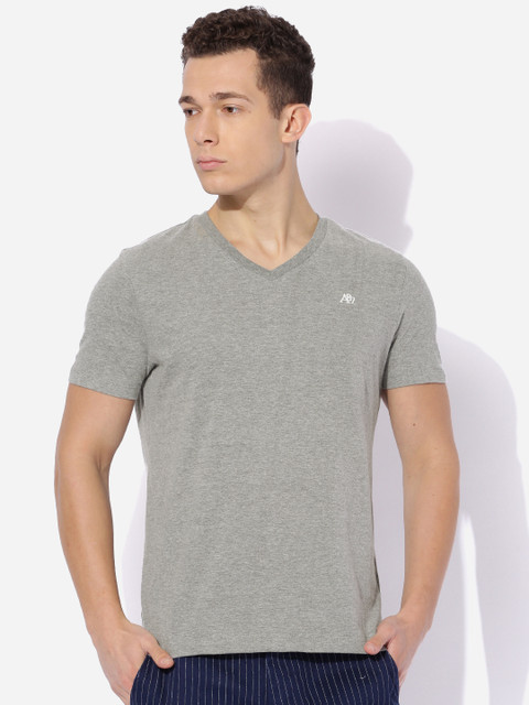 

Aeropostale Men Grey Melange Solid T-shirt