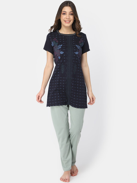 

Bell Paper Women Navy Blue Night suits