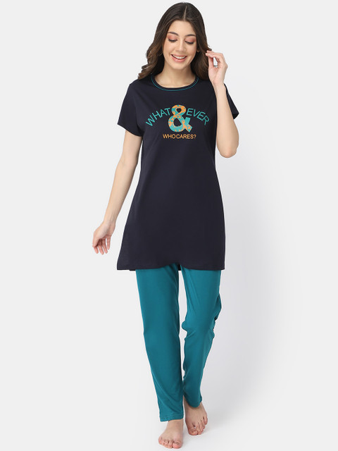 

Bell Paper Women Navy Blue Night suits
