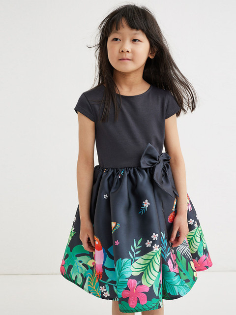 

H&M Girls Grey Flared-Skirt Dress