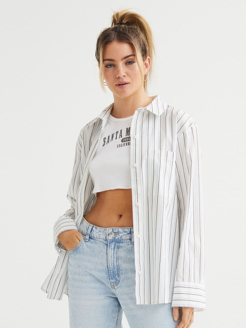 

H&M White Oversized Cotton Shirt