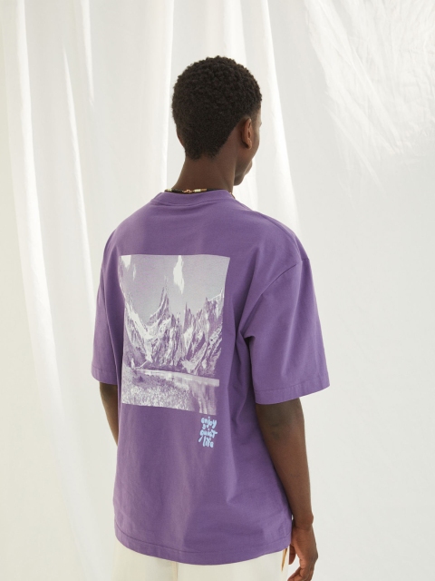 

H&M Purple Relaxed Fit Cotton T-Shirt