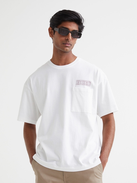 H&M White Oversized Fit Cotton T-shirt