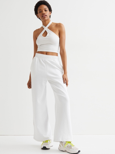 

H&M Women White Wide joggers