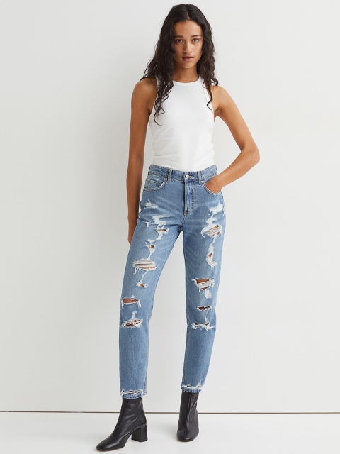 

H&M Women Blue Boyfriend Low Regular Jeans