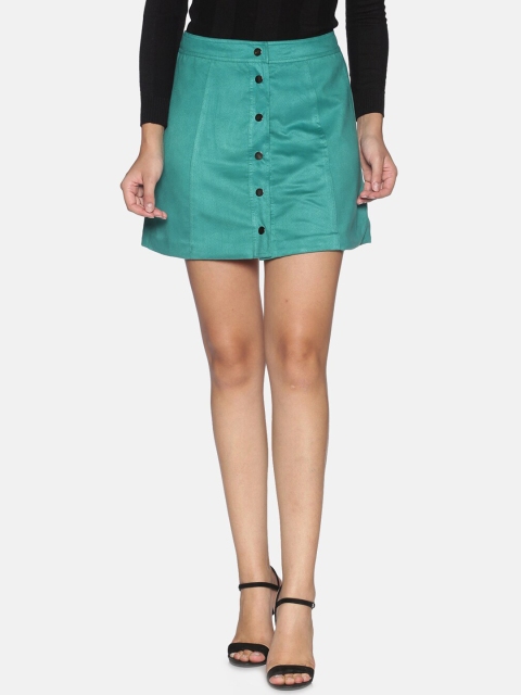 

kriatma Women Green Solid A-Line Skirts