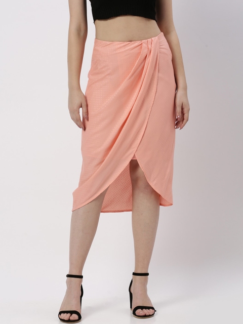 

kriatma Women Peach Solid Self design Gathered Skirt