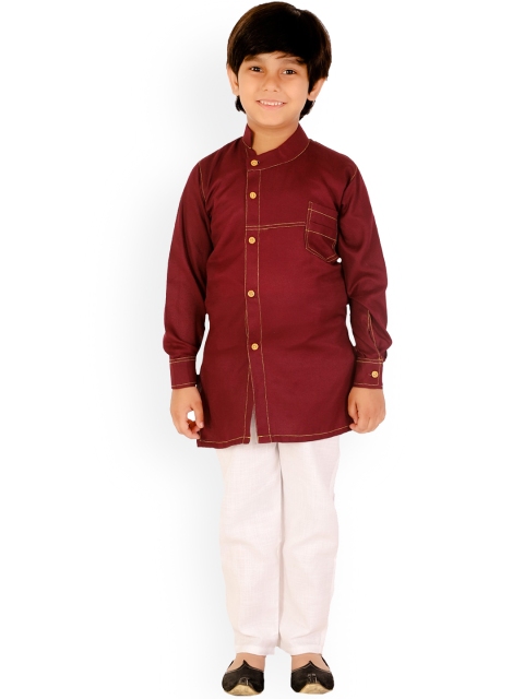 

DKGF FASHION Boys Maroon Kurta with Pyjamas