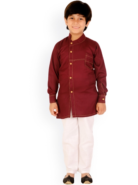 

DKGF FASHION Boys Maroon Kurta with Pyjamas