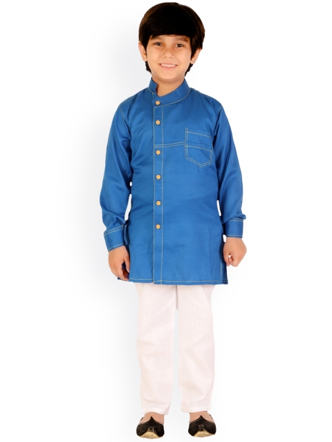 

DKGF FASHION Boys Blue Angrakha Kurta with Pyjamas