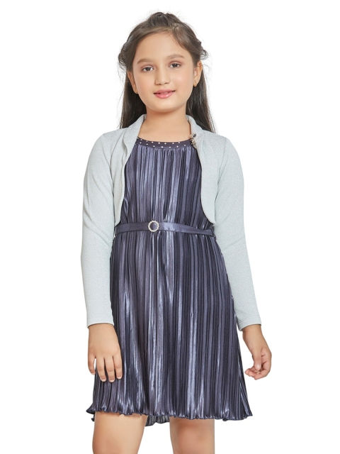 

Peppermint Grey Striped Satin A-Line Dress