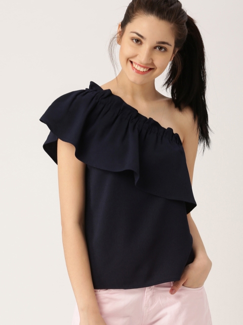 

DressBerry Women Navy Blue Solid Top