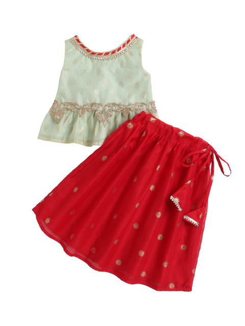 

MANY FROCKS & Girls Green Lehenga Choli